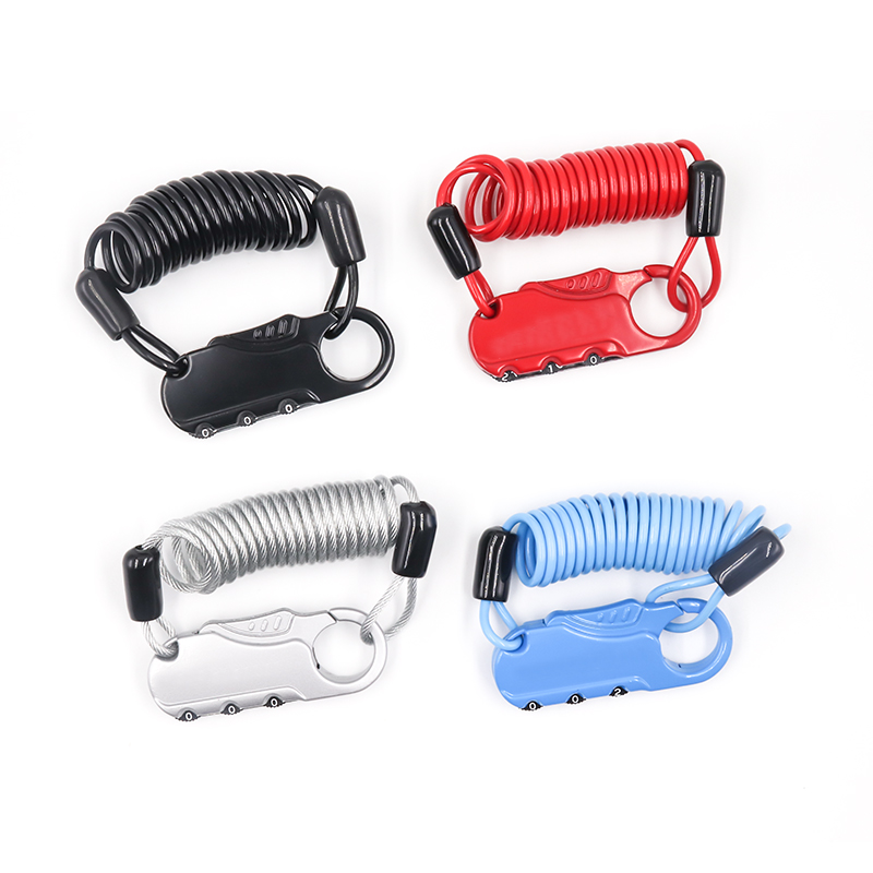 Extending length coded digital padlock XMM-8080 anti-theft luggage helmet wrist steel wire password combination cable lock