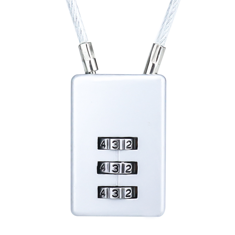 XMM-8050 Silver rectangle cable wire combination lock zinc alloy digital password code security lock with custom cable pad lock