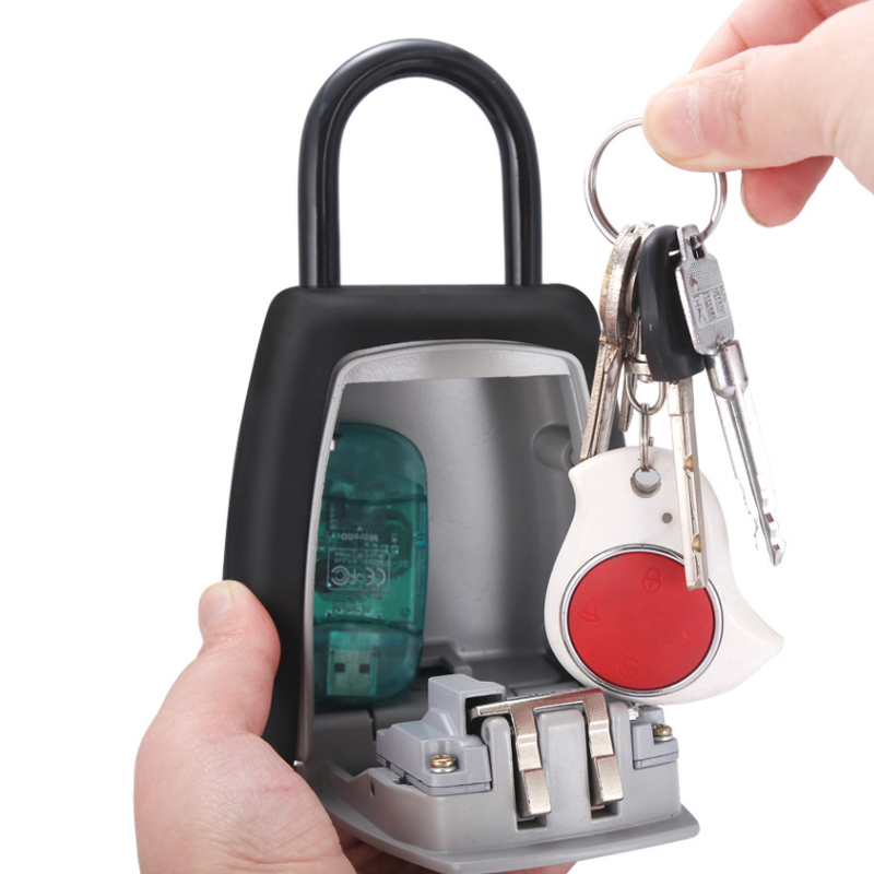 New design 4 numbers password key safe box lock aluminium alloy pad lock outdoor storage key security lock with handle xmm-904