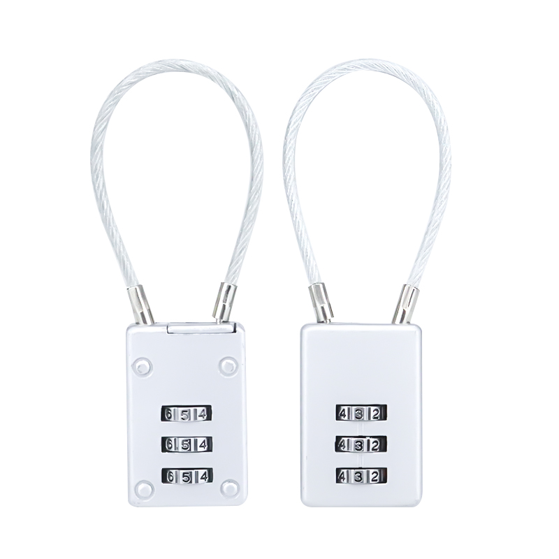 XMM-8050 Silver rectangle cable wire combination lock zinc alloy digital password code security lock with custom cable pad lock